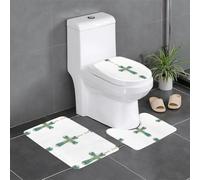 WHJSSF Ensemble de 3 pièces antidérapant et durable à séchage rapide pour salle de bain Motif trèfle léopard, croix