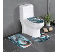 WHJSSF Ensemble de 3 pièces de salle de bain imprimé serpent géant dans la mer, antidérapant, séchage rapide, tapis de bain durable