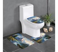 WHJSSF Ensemble de 3 tapis de bain antidérapant à séchage rapide Motif montagne et lac