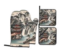 WHJSSF Ensemble de 4 tableaux de peinture de paysage, isolation thermique et anti-brûlure pour cuisine et barbecue en plein air