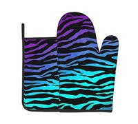 WHJSSF Ensembles de gants de cuisine et maniques | Couche imperméable et résistante à la chaleur pour une cuisson facile Violet, bleu, vert, camouflage, zèbre
