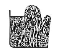 WHJSSF Ensembles de gants de cuisine et maniques | Couche imperméable et résistante à la chaleur pour une cuisson facile Imprimé zèbre