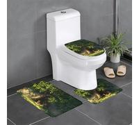 WHJSSF Fawn in The Shade Prints Lot de 3 tapis de salle de bain antidérapants avec contour, ovale et rectangulaire pour toilettes, coiffeuse et toilettes