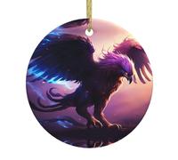 Whjssf Flamme violette Griffin Décoration circulaire en céramique Supermarché Hiver Noël Fête Maison