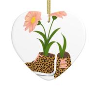WHJSSF Fleurs en léopard imprimé chaussures motif Noël céramique amour pendentif décoration intérieure festival cadeau