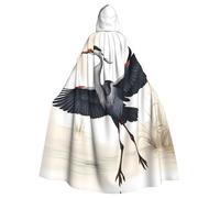 WHJSSF Flying Birds Crane Heron Imprimés Halloween Cape à capuche pour adulte pour jeu de rôle, costumes de scène, fêtes Entretien facile