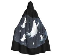 WHJSSF Ghosts Flying across the sky Prints Halloween Adult Cape Cape à capuche avec nœud papillon pour fêtes costumées, cosplay
