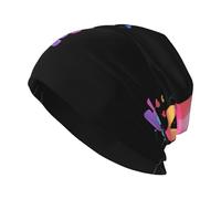 WHJSSF Gradient Color Love says Happy Birthday Bonnet tricoté pour adulte - Bonnet extensible doux et confortable pour homme et femme, noir