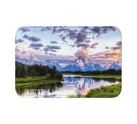 WHJSSF Grand Teton Tapis de bain en polyester de haute qualité avec ourlet imprimé parc national 101,6 x 152,4 cm - Couverture durable pour salle de bain, meuble-lavabo et suites d'invités