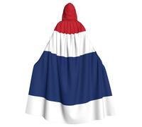 WHJSSF Grande cape à capuche imprimée drapeau néerlandais pour adulte avec nœud papillon, sans fermeture éclair