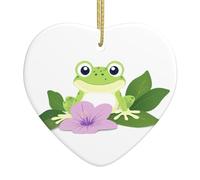 WHJSSF Grenouille sous la gloire du matin image de Noël en céramique pendentif amour décoration d'intérieur festival cadeau