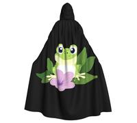 WHJSSF Grenouille sous la gloire du matin imprimée Halloween Cape à capuche pour adulte pour jeu de rôle, costumes de scène, fêtes facile d'entretien