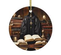 WHJSSF Grimoire Strange World Prints Pendentif rond en céramique à suspendre en forme d'arbre de Noël conçu spécifiquement pour les vacances