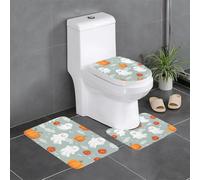 WHJSSF Happy Ghost Prints Lot de 3 tapis de salle de bain antidérapants pour toilettes, coiffeuse et toilettes