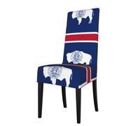 WHJSSF Housse de protection pour chaise de salle à manger avec imprimé drapeau du Wyoming - Doux, confortable, infroissable élastique s'adapte à la plupart des chaises sans accoudoirs