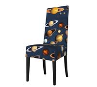 WHJSSF Housse de protection pour chaise de salle à manger Motif planètes du système solaire - Doux, confortable, infroissable élastique, s'adapte à la plupart des chaises sans accoudoirs