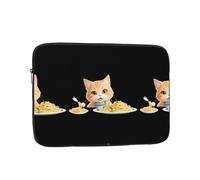 WHJSSF Housse portable pour ordinateur portable 15" Motif chat qui aime manger des pâtes - Pour les voyages d'affaires, l'école, le bureau, un usage quotidien
