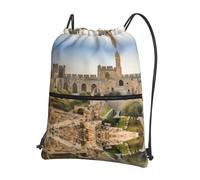 WHJSSF Israel At The Tower Of David Prints Sac à dos à fermeture éclair avec cordon de serrage - Sac de sport léger et imperméable avec poche avant et organiseur interne