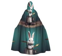 WHJSSF Jolie cape à capuche avec nœud papillon pour Halloween, motif batteur de lapin, pour fête costumée, cosplay