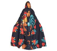 WHJSSF Jolie cape à capuche pour adulte avec image de coq et poules - Très grande, confortable et durable
