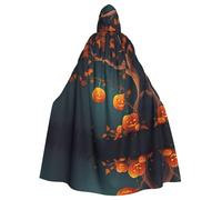WHJSSF La cape à capuche d'Halloween pour adulte avec lanterne citrouille sur une branche est une cape super grande, confortable et durable