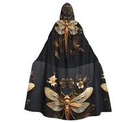 WHJSSF La cape à capuche dorée exquise avec imprimé libellule pour adulte est une cape super grande, confortable et durable