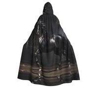 WHJSSF La cape à capuche noire pour adulte est une cape super grande, confortable et durable