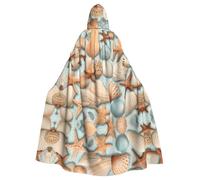 WHJSSF La cape à capuche pour adulte avec imprimé coquillages et étoiles de mer est une cape super grande, confortable et durable
