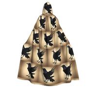 WHJSSF La cape à capuche pour adulte avec imprimé corbeau noir est une cape super grande, confortable et durable