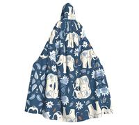 WHJSSF La cape à capuche pour adulte avec imprimé éléphant blanc est une cape super grande, confortable et durable