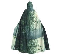 WHJSSF La cape à capuche pour adulte avec imprimé forêt de bambou vert est une cape super grande, confortable et durable