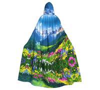 WHJSSF La cape à capuche pour adulte avec imprimé paysage floral de montagne est une cape super grande, confortable et durable