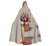 WHJSSF La cape à capuche pour adulte avec motif fleurs dans une boîte en carton est une cape super grande, confortable et durable
