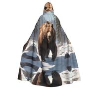 WHJSSF La cape à capuche pour adulte Big Grizzly Bear est une cape super grande, confortable et durable