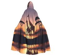 WHJSSF La cape à capuche pour adulte Giraffe At Sunset Picture Halloween est une cape super grande, confortable et durable