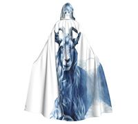 WHJSSF La cape à capuche pour adulte imprimée chèvre bleue est une cape super grande, confortable et durable