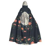 WHJSSF La cape à capuche pour adulte « The Moon In The Broken Flowers » est une cape super grande, confortable et durable