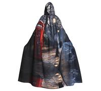 WHJSSF La cape à capuche Red Phone Booth London Street Prints Halloween pour adulte est une cape super grande, confortable et durable