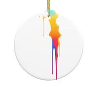 WHJSSF La diffusion de pigments goutte à goutte motif arbre de Noël en céramique pendentif rond à suspendre - 7,4 cm exquise porcelaine blanche suspension facile