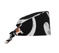 WHJSSF Lapin jouant du violon sur la lune, bonnet de travail pour femme et homme, réglable, absorbant la transpiration, respirant, noir