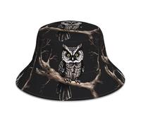 WHJSSF Late Night Owl Prints Chapeau cloche réfléchissant unisexe léger respirant pliable Noir