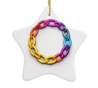 WHJSSF Liens Imprimés Étoile de Noël en céramique Pendentif Ornement Facile à accrocher, très approprié pour la décoration de sapin de Noël