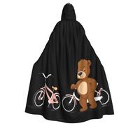 WHJSSF Little Brown Bear Next To The Bicycle Prints Cape à capuche pour adulte - Très grande cape à capuche sans fermeture éclair