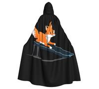 WHJSSF Little Fox on the slide Imprimé Halloween Adulte Grande cape à capuche avec nœud papillon, sans fermeture éclair