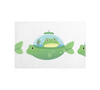 Whjssf Little Frog in The Submarine Lot de 6 sets de table pour table à manger 30,5 x 45,7 cm pour Noël, Halloween et utilisation quotidienne