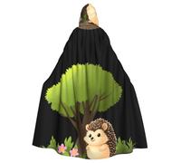 WHJSSF Little Hedgehog Under The Flower Tree Prints Cape à capuche pour adulte - Très grande cape à capuche sans fermeture éclair