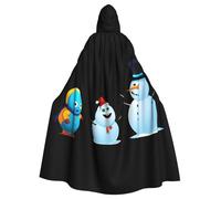 WHJSSF Little Monster Next To The Snowman Prints Cape à capuche pour adulte pour jeux de rôle, costumes de scène, fêtes Entretien facile