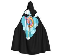 WHJSSF Lollipop In The Clouds Prints Cape à capuche pour adulte pour jeux de rôle, costumes de scène, fêtes Entretien facile