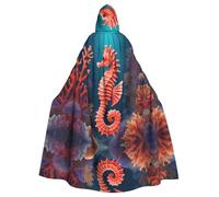 WHJSSF Long manteau à capuche imprimé hippocampe corail pour adulte - Convient pour homme et femme