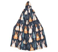 WHJSSF Longue cape à capuche imprimée sur fond de lapin pour adulte pour homme et femme